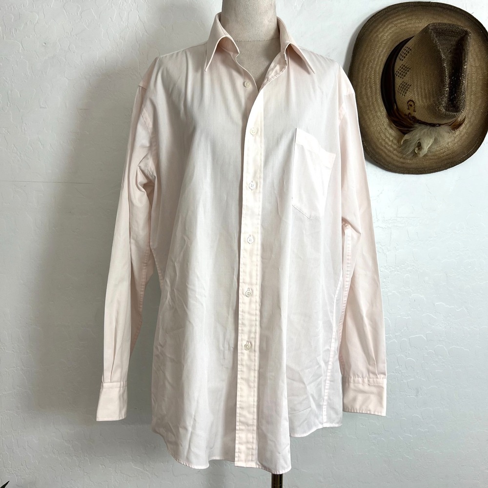 VTG Yves Saint Laurent Men Dress Shirt Light Pink 15.5 32 33 Cotton Point collar